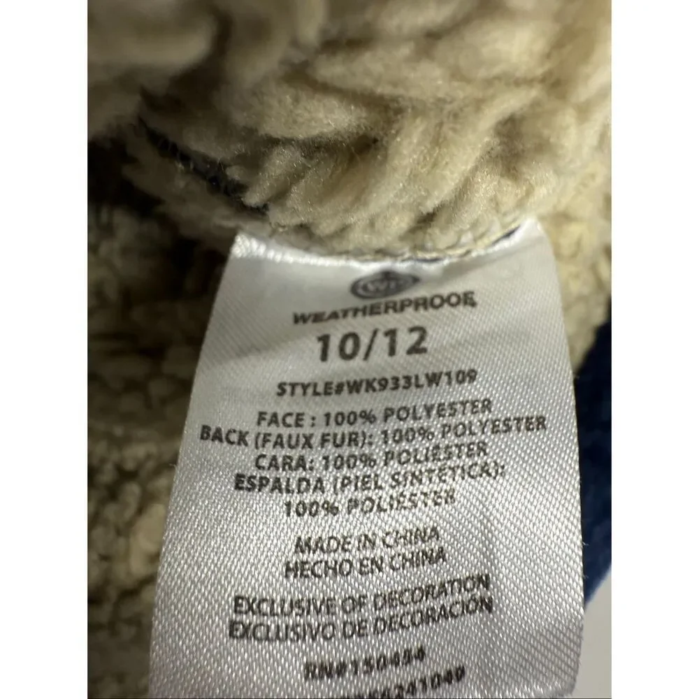 Weatherproof Boy's Sherpa Lined Fleece Button Up Shirt Jacket Sz 10/12 See Notes